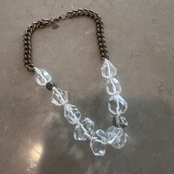 Silpada Crystal Bead Brass Chain Statement Necklace with Pyrite - Picture 5 of 8